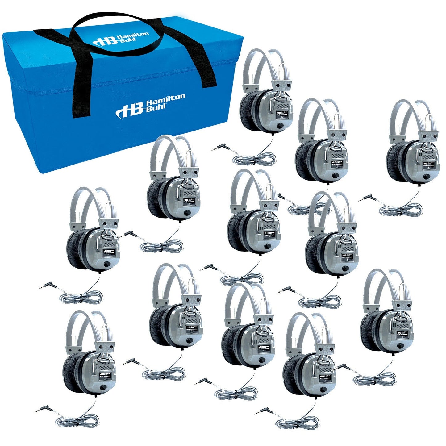 HamiltonBuhl Lab Pack, 12 SchoolMate SC7V Deluxe - Sized Headphones in a Carry Case (HML - LCP/12/SC7V) - SchoolOutlet