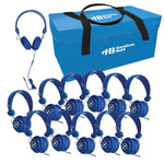 HamiltonBuhl Lab Pack - 12 Blue Favoritz Headsets with In - Line Microphone and TRRS Plug in a Small Carry Case (HML - LCP - 12FVBL) - SchoolOutlet