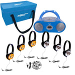 HamiltonBhul 6 - Station Listening Center with AudioAce Boombox, (3) Primo Tiger and (3) Panda Headphones, Jackbox, and Carry Case (HML - LCP/CD385/6PT) - SchoolOutlet
