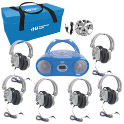 HamiltonBhul 6-Person Listening Center with Bluetooth CD/Cassette/FM Boombox and Deluxe-Sized Over-Ear Headphones (HML-LCP/CD385/6SV)