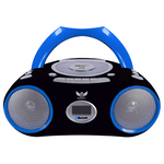 HamiltonBhul AudioAce Boombox 6 - Station Listening Center with Jackbox and Blue Accented Smart - Trek Deluxe Headphones (HML - LCP/CD385BL/6STB) - SchoolOutlet