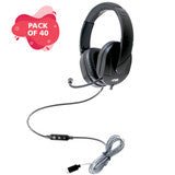 HamiltonBuhl MACH-2 USB Type-C Deluxe-Sized Multimedia Headset with Steel Reinforced Gooseneck Mic - 40 Pack (HML-M2USBC-40)