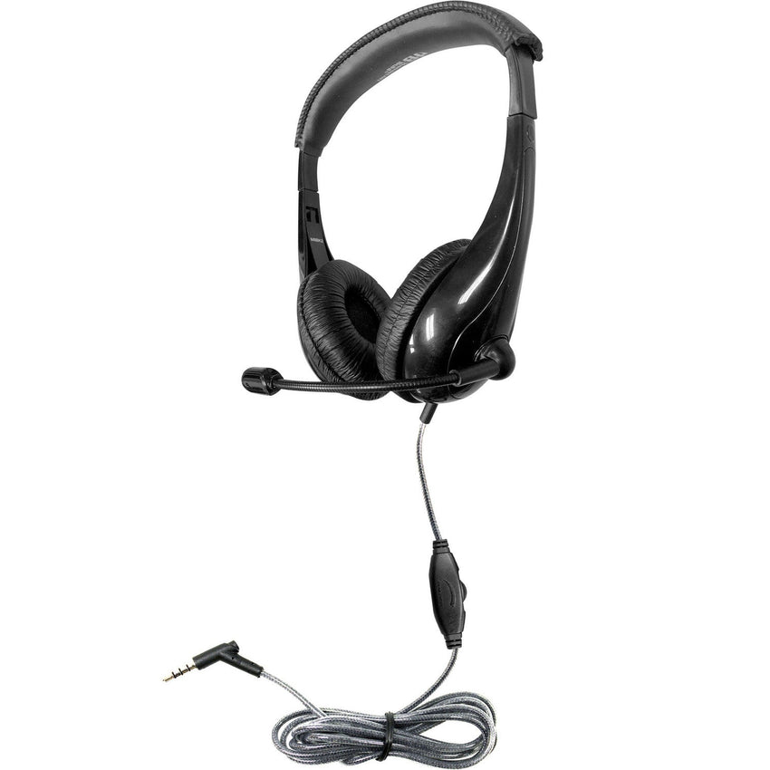 HamiltonBuhl Motiv8 TRRS Classroom Headset with Gooseneck Mic and In - line Volume Control (HML - M8BK2) - SchoolOutlet