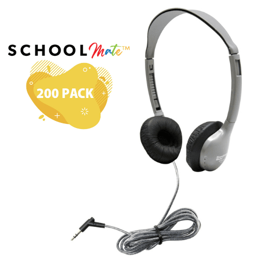 HamiltonBuhl SchoolMate Personal - Sized Headphone with Leatherette Cushions - 200 Pack (HML - MS2L - 200) - SchoolOutlet