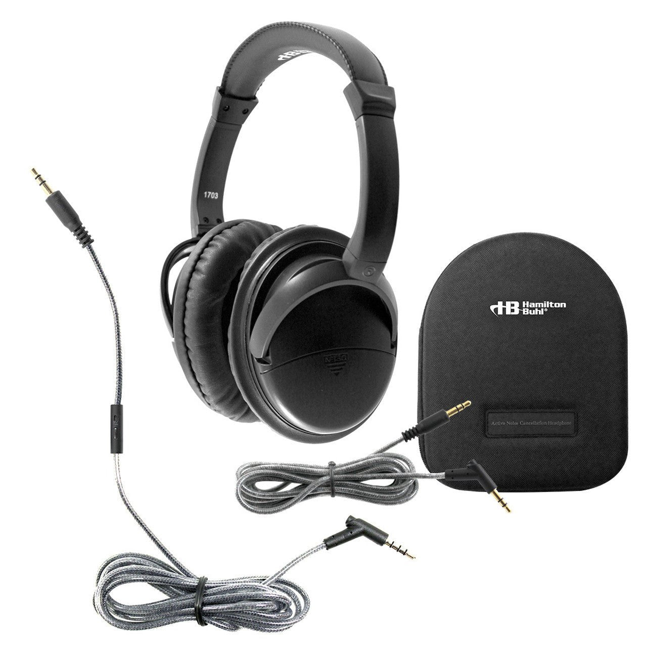 HamiltonBuhl Deluxe - Size Active Noise - Cancelling Headset with In - Line Microphone and Case (HML - NCHBC12) - SchoolOutlet