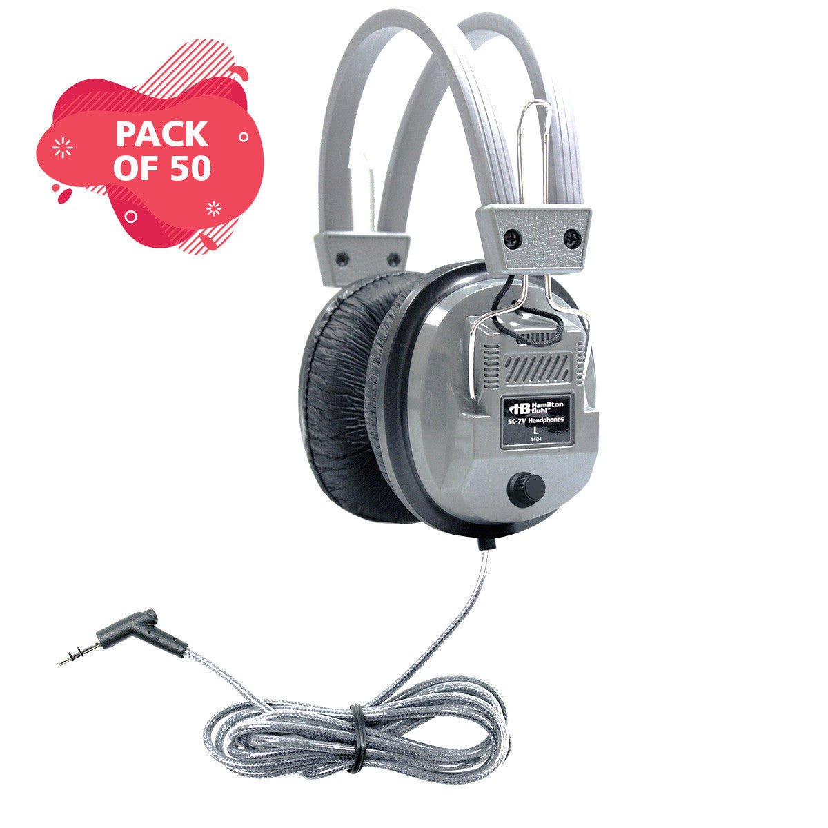 Hamiltonbuhl SchoolMate Deluxe Stereo Headphone with 3.5mm Plug and Volume Control - 50 Pack (HML - SC7V - 50) - SchoolOutlet