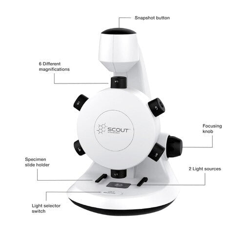 Hamiltonbuhl Scout Digital Microscope - STEM Microscope with Six Magnification Lenses (HML - SCT18) - SchoolOutlet