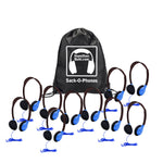 HamiltonBuhl Sack - O - Phones, 10 HA2 Personal Headphones, Foam Ear Cushions in a Carry Bag(HML - SOP - HA2 - XXX) - SchoolOutlet