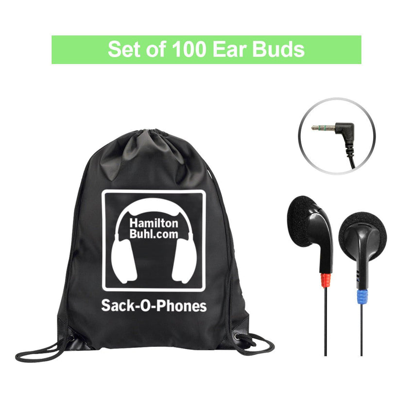 HamiltonBuhl Sack - O - Phones - 100 Earbuds, in Carry Bag (HML - SOP - HABUD) - SchoolOutlet
