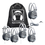 HamiltonBuhl Sack - O - Phones, 5 SC7V Deluxe Headphones w/ Volume Control in a Carry Bag (HML - SOP - SC7V) - SchoolOutlet