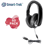 HamiltonBuhl Smart - Trek Deluxe Stereo Headphone with In - Line Volume Control and USB Plug - 50 Pack (HML - ST1BKU - 50) - SchoolOutlet
