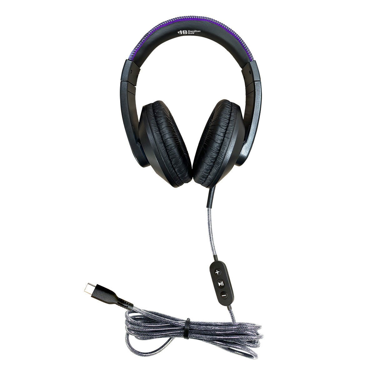 HamiltonBuhl Smart - Trek Deluxe Stereo Headphone with In - Line Volume Control, USB - C Plug and Metallic Purple Accents (HML - ST1PL - C) - SchoolOutlet