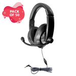 HamiltonBuhl Smart - Trek Deluxe Stereo Headset with In - Line Volume Control and 3.5mm TRRS Plug - 50 Pack (HML - ST2BK - 50) - SchoolOutlet