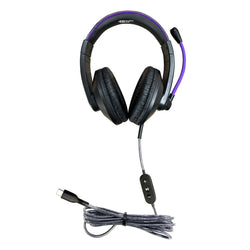 HamiltonBuhl Smart-Trek Deluxe Stereo Headset with In-Line Volume Control, USB-C Plug and Metallic Purple Accents (HML-ST2PL-C)