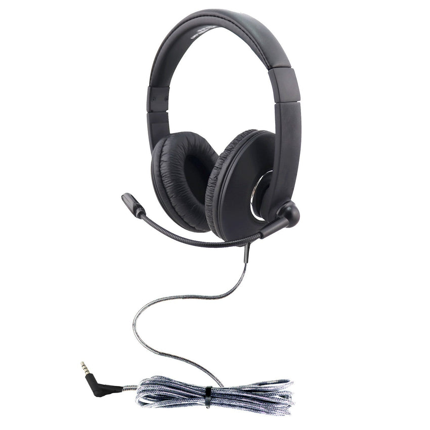 HamiltonBuhl Smart - Trek Mini Headset with Steel - Reinforced Gooseneck Mic and 3.5mm TRRS Plug (HML - STM2BK) - SchoolOutlet
