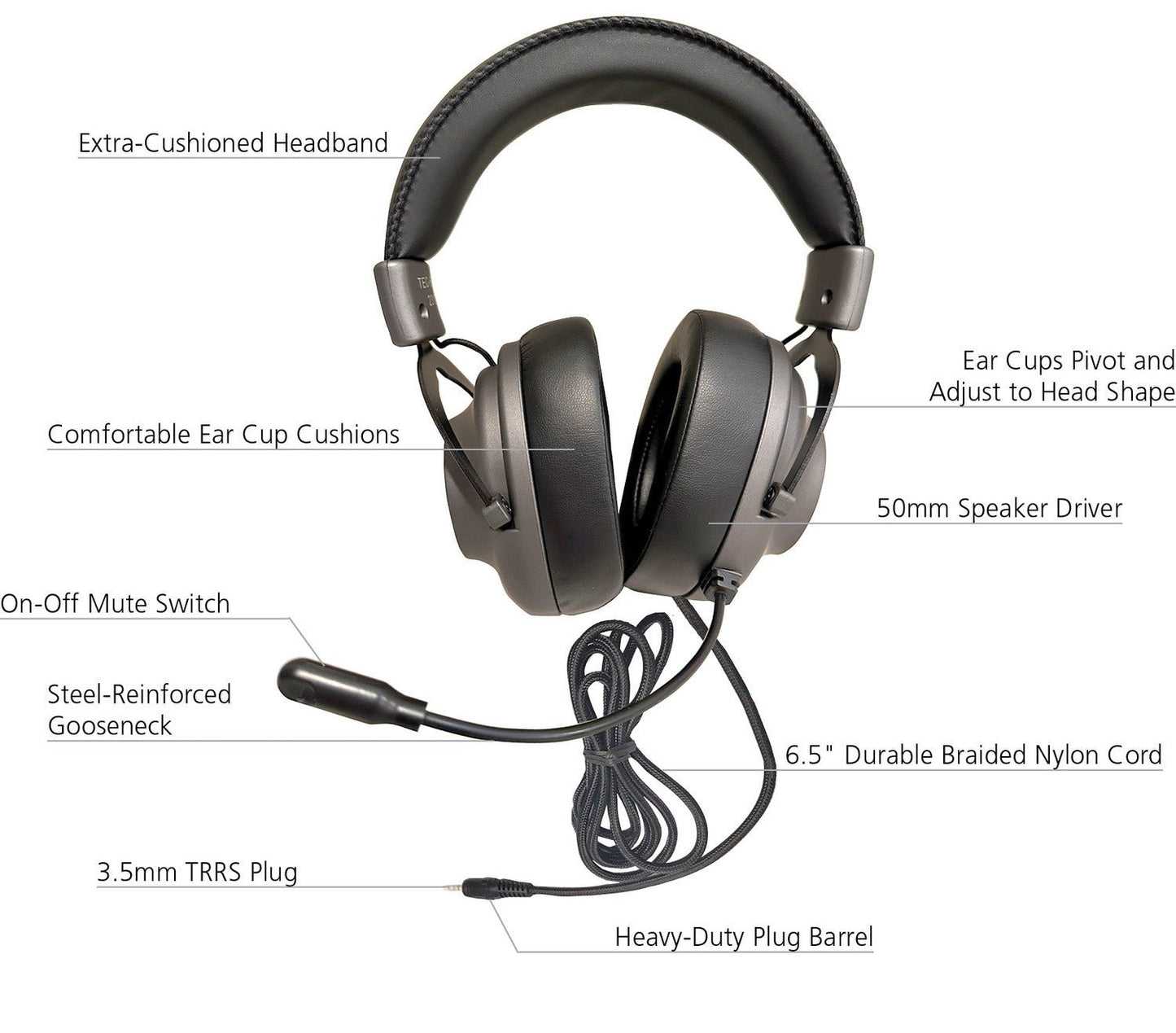 HamiltonBuhl Deluxe Stereo Esports Gaming Headset with Volume Control and 3.5mm TRRS Plug (HML - TEC - HB2) - SchoolOutlet