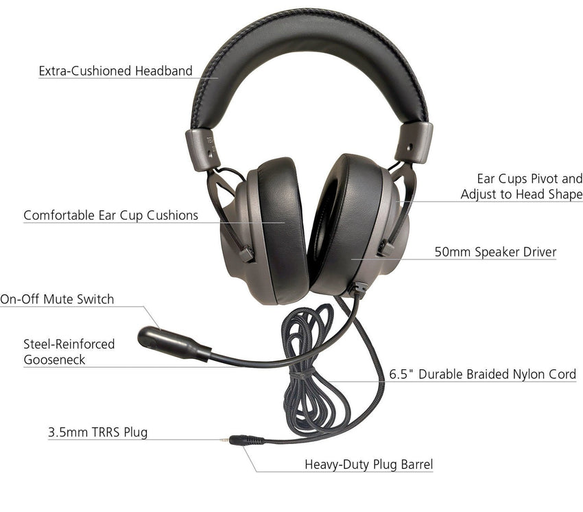 HamiltonBuhl Deluxe Stereo Esports Gaming Headset with Volume Control and 3.5mm TRRS Plug (HML - TEC - HB2) - SchoolOutlet