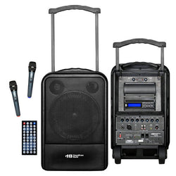 HamiltonBuhl High Quality PA System - DVD/CD/MP3 Bluetooth and Wireless Handheld Microphones (HML-VENU100A)