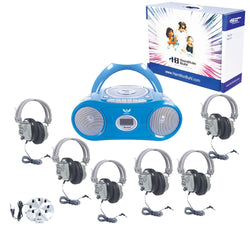 HamiltonBuhl 6-Station Listening Center with Portable Bluetooth Cassette/CD/FM Media Player (HML-WNC/CD385/6SV)