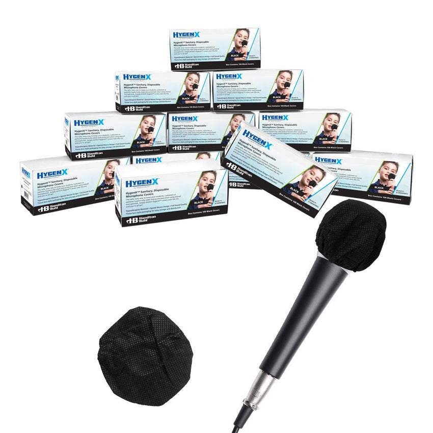 HamiltonBuhl Hygenx Sanitary, Disposable Microphone Covers - Black, Master Carton, 12 boxes of 100 (HML - X19MMPBKC) - SchoolOutlet