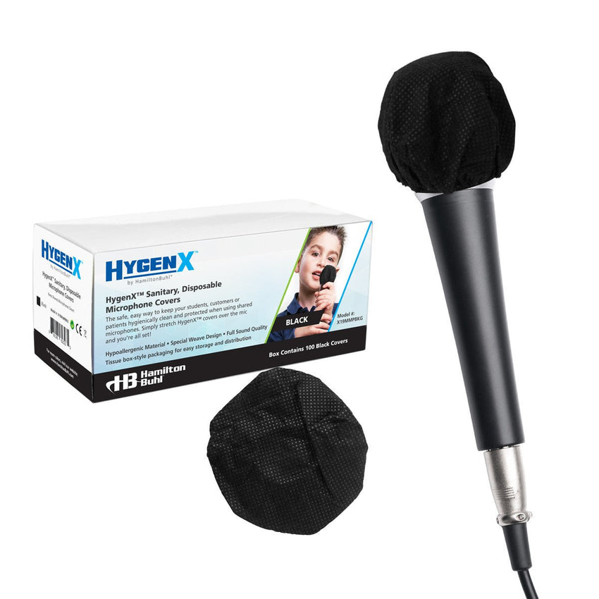 HamiltonBuhl Hygenx Sanitary, Disposable Microphone Covers - Black, Box of 100 (HML - X19MMPBKG) - SchoolOutlet