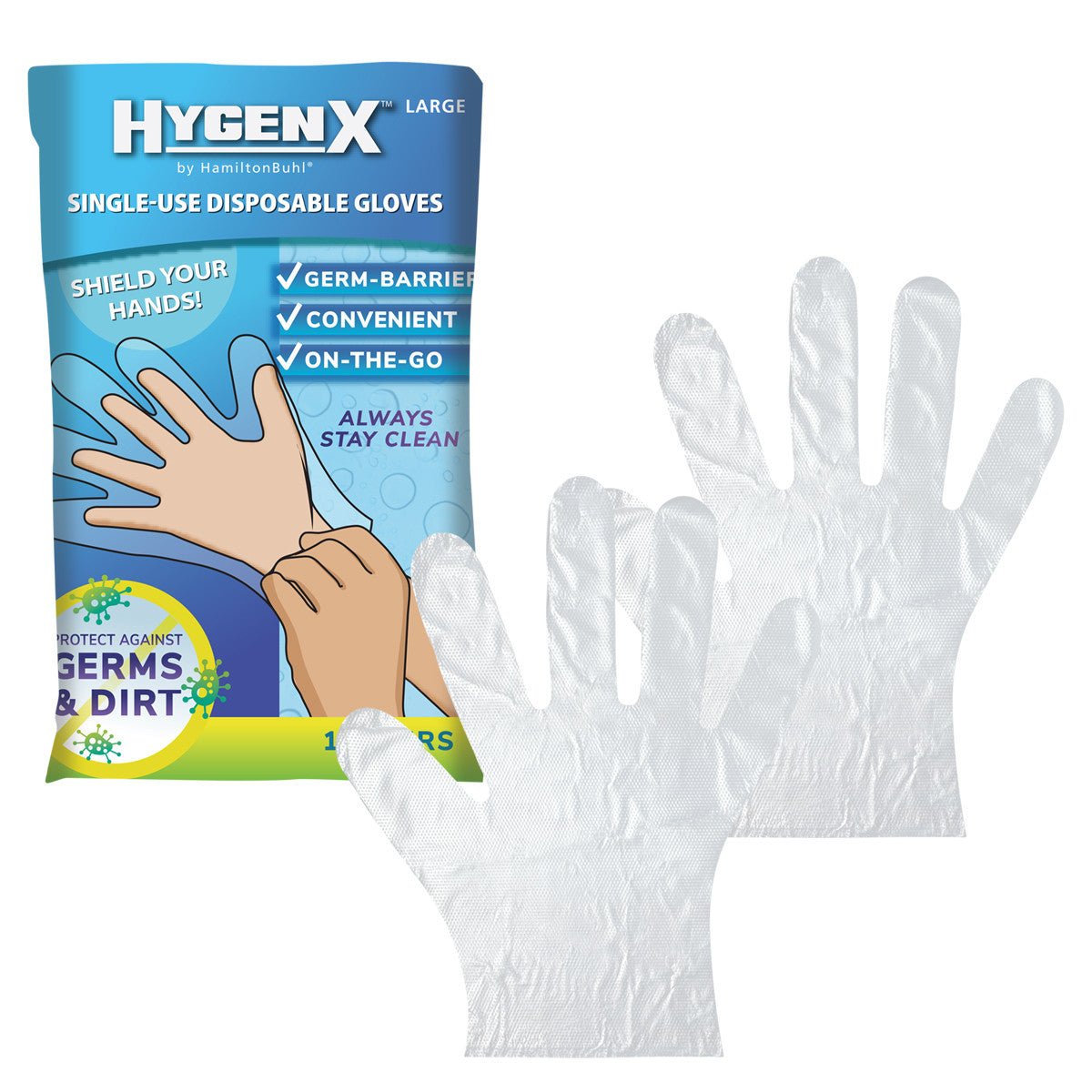 HamiltonBuhl HygenX Disposable Gloves Packs - 3,200 Pairs (HML - XDG - LG200) - SchoolOutlet