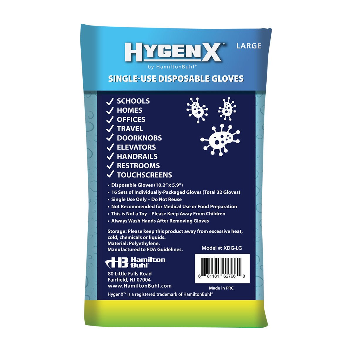 HamiltonBuhl HygenX Disposable Gloves Packs - 800 Pairs (HML - XDG - LG50) - SchoolOutlet