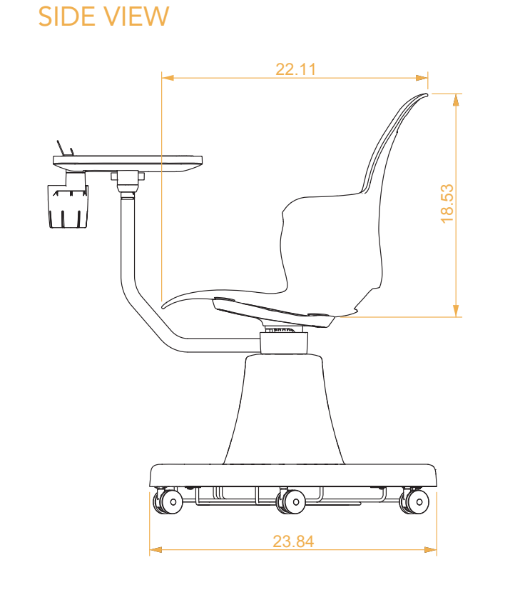 Haskell Education Ethos Series Mobile Chair with Work Surface, Storage Base and Tablet Holder 18"H (2ES1X3) - SchoolOutlet