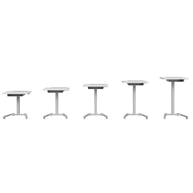 Haskell Education Fuzion Series Mobile Sit to Stand Adjustable Desk w/ Grommet & Optional Book Shelf, Fog - Quick Ship - 22"D x 26"W x 28.25 - 42"H (2FZPN7GQS.2226) - SchoolOutlet