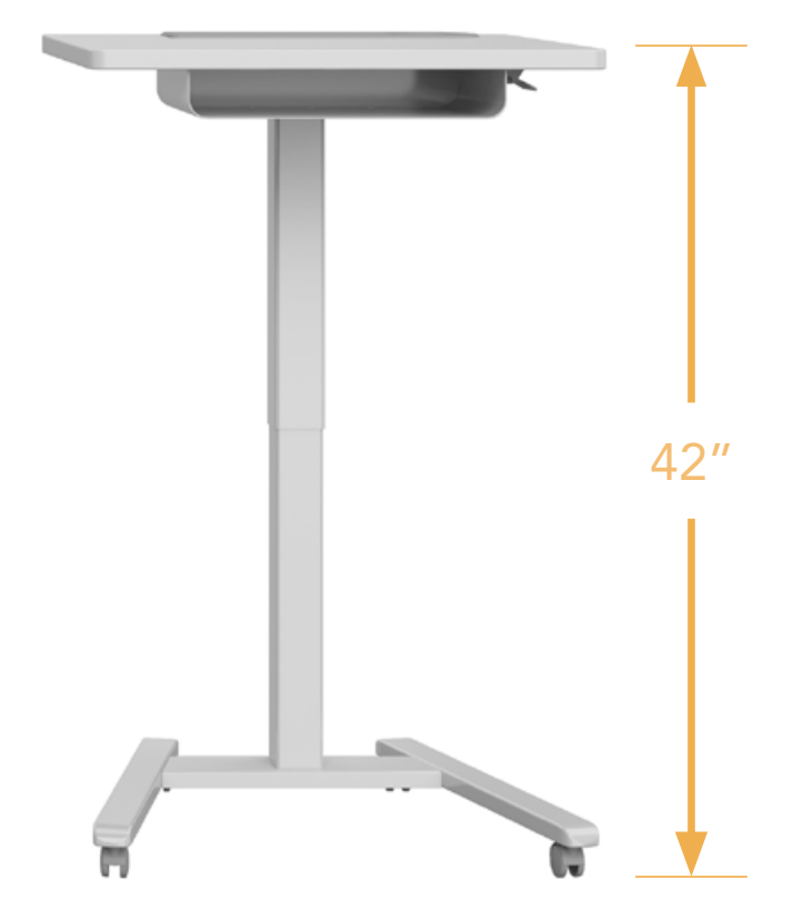 Haskell Education Fuzion Series Mobile Sit to Stand Adjustable Desk w/ Grommet & Optional Book Shelf, Fog - Quick Ship - 22"D x 26"W x 28.25 - 42"H (2FZPN7GQS.2226) - SchoolOutlet
