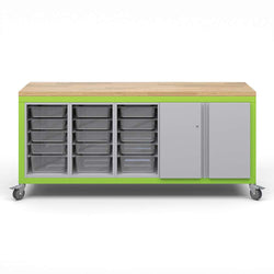 Haskell Education Explorer Series Cargo Cart with 3 Bin Storage Modules, 1 Double Door Storage- 35.5"H x 77.5"W x 22"D (CG2BBBD2-2227)