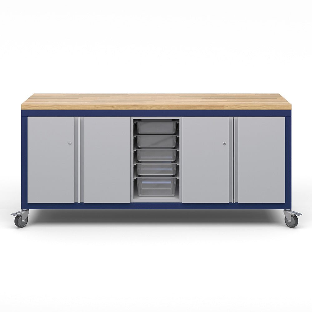 Haskell Education Explorer Series Cargo Cart with 1 Bin Storage Modules, 2 Double Door Storage - 35.5"H x 77.5"W x 22"D (CG2D2BD2) - SchoolOutlet