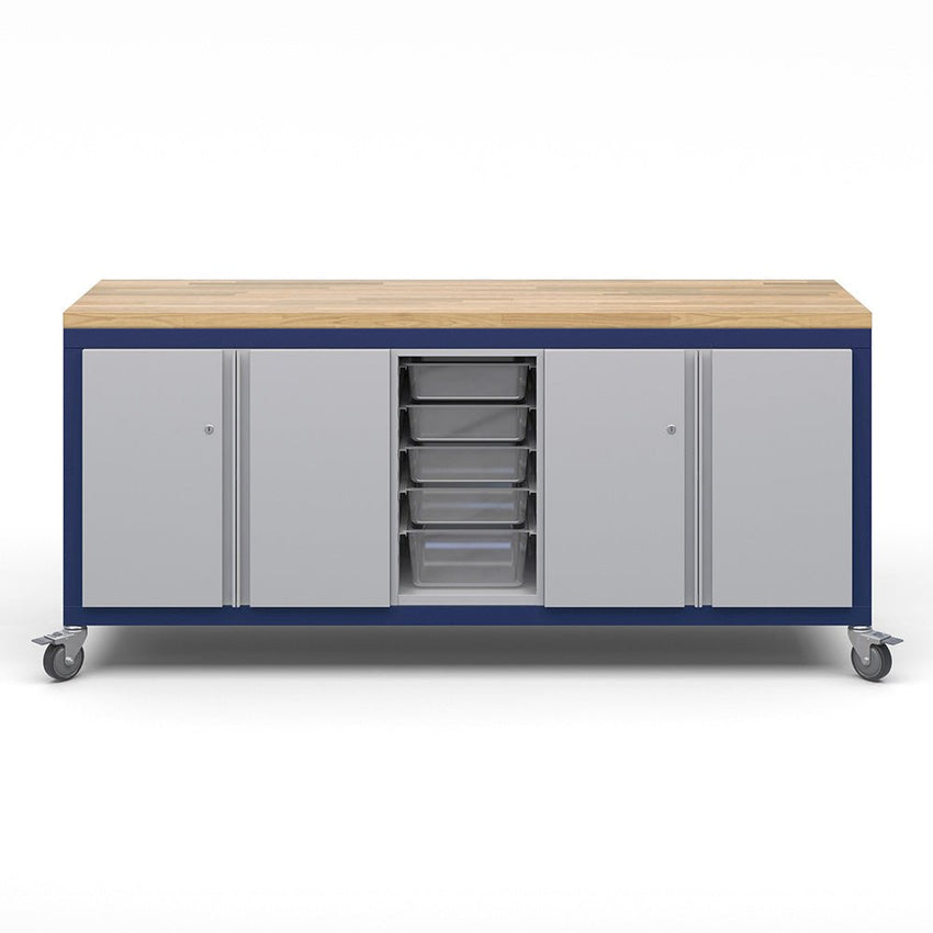 Haskell Education Explorer Series Cargo Cart with 1 Bin Storage Modules, 2 Double Door Storage - 35.5"H x 77.5"W x 22"D (CG2D2BD2) - SchoolOutlet