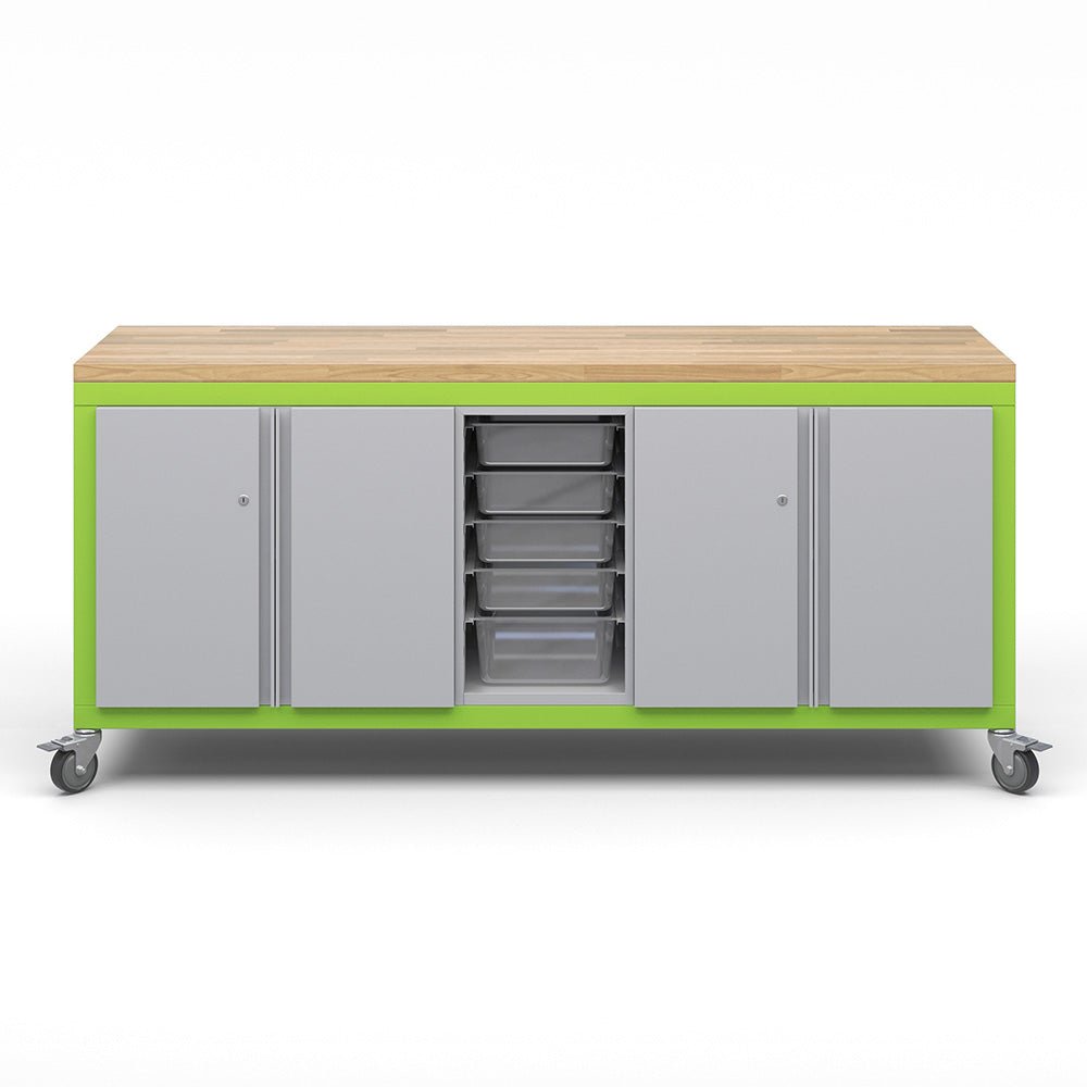 Haskell Education Explorer Series Cargo Cart with 1 Bin Storage Modules, 2 Double Door Storage - 35.5"H x 77.5"W x 22"D (CG2D2BD2) - SchoolOutlet