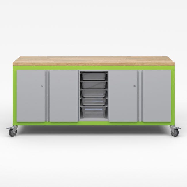 Haskell Education Explorer Series Cargo Cart with 1 Bin Storage Modules, 2 Double Door Storage - 35.5"H x 77.5"W x 22"D (CG2D2BD2) - SchoolOutlet