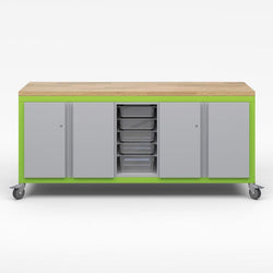 Haskell Education Explorer Series Cargo Cart with 1 Bin Storage Modules, 2 Double Door Storage- 35.5"H x 77.5"W x 22"D (CG2D2BD2)