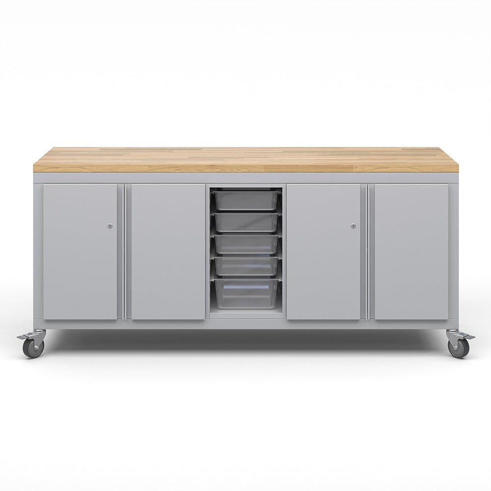 Haskell Education Explorer Series Cargo Cart with 1 Bin Storage Modules, 2 Double Door Storage - 35.5"H x 77.5"W x 22"D (CG2D2BD2) - SchoolOutlet