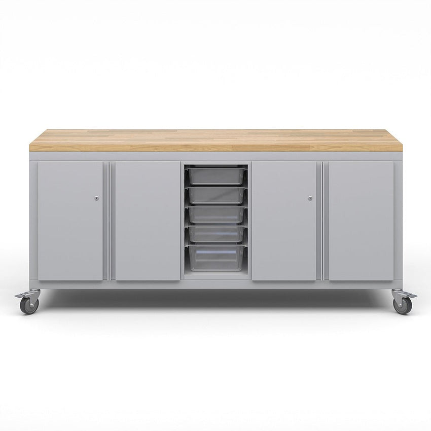 Haskell Education Explorer Series Cargo Cart with 1 Bin Storage Modules, 2 Double Door Storage - 35.5"H x 77.5"W x 22"D (CG2D2BD2) - SchoolOutlet