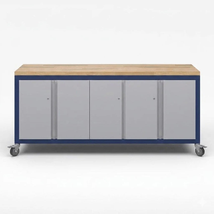 Haskell Education Explorer Cargo Cart with Triple Locking Door Modules, Butcher Block Top, Locking Casters 77.5"W x 22"D x 35.5"H (HAS - CG2D2DD2.2277) - SchoolOutlet