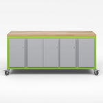 Haskell Education Explorer Cargo Cart with Triple Locking Door Modules, Butcher Block Top, Locking Casters 77.5