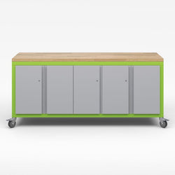 Haskell Education Explorer Cargo Cart with Triple Locking Door Modules, Butcher Block Top, Locking Casters 77.5"W x 22"D x 35.5"H (HAS-CG2D2DD2.2277)