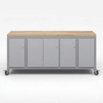 Haskell Education Explorer Cargo Cart with Triple Locking Door Modules, Butcher Block Top, Locking Casters 77.5