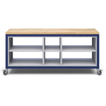 Haskell Education Explorer Cargo Cart with Triple Open Shelf Modules, Butcher Block Top, Locking Casters 77.5