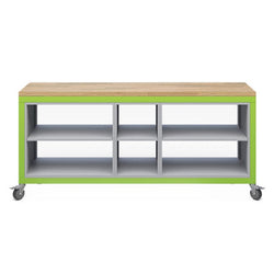 Haskell Education Explorer Cargo Cart with Triple Open Shelf Modules, Butcher Block Top, Locking Casters 77.5"W x 22"D x 35.5"H (HAS-CG2S2SS2.2277)