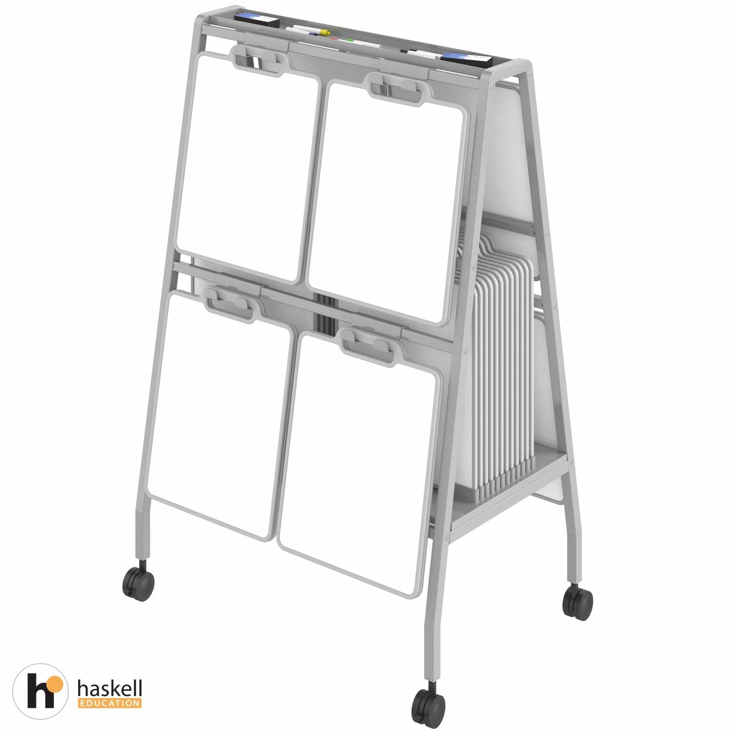 Haskell Education Echo Series 2 - Sided Mobile Personal Whiteboard Easel 40"W x 26.5"D x 61"H (HAS - ECEASEL.PL) - SchoolOutlet