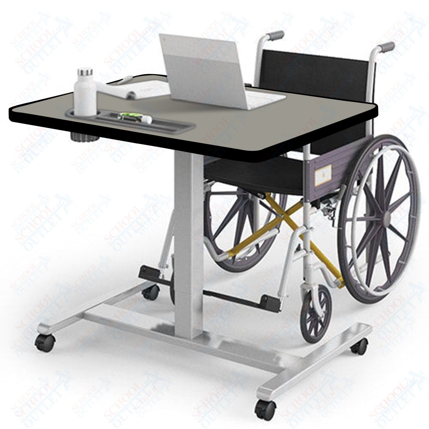 Haskell Education Fuzion ADA Adjustable Height Student Desk with Grommet - 30"D x 36"W x 28.25 - 42"H (FZPN9G.3036.PL) - SchoolOutlet