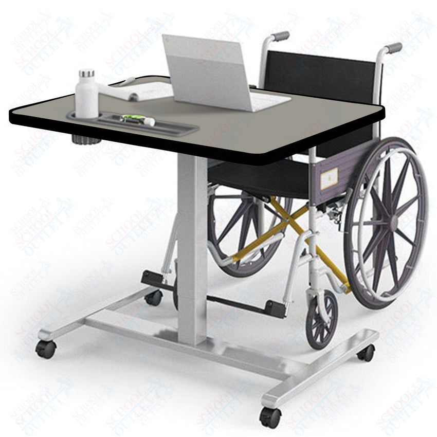 Haskell Education Fuzion ADA Adjustable Height Student Desk with Grommet - 30"D x 36"W x 28.25 - 42"H (FZPN9G.3036.PL) - SchoolOutlet