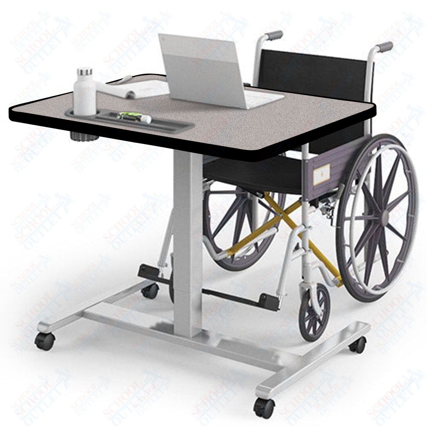 Haskell Education Fuzion ADA Adjustable Height Student Desk with Grommet - 30"D x 36"W x 28.25 - 42"H (FZPN9G.3036.PL) - SchoolOutlet