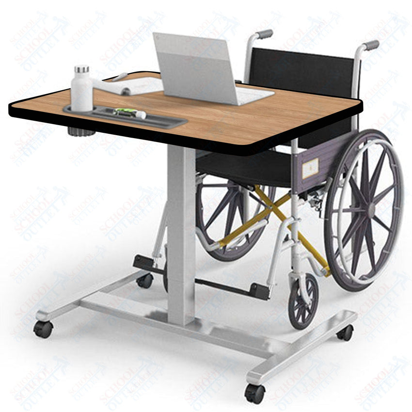Haskell Education Fuzion ADA Adjustable Height Student Desk with Grommet - 30"D x 36"W x 28.25 - 42"H (FZPN9G.3036.PL) - SchoolOutlet