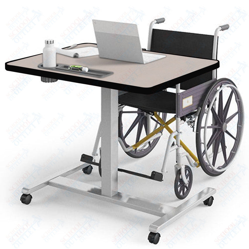 Haskell Education Fuzion ADA Adjustable Height Student Desk with Grommet - 30"D x 36"W x 28.25 - 42"H (FZPN9G.3036.PL) - SchoolOutlet